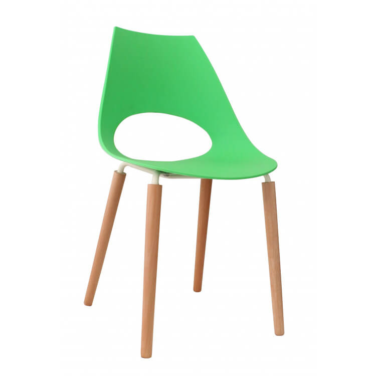 Chaise design bois massif/PVC coloris vert (lot de 6) Dobbie