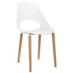 Chaise design bois massif/PVC coloris blanc (lot de 6) Dobbie