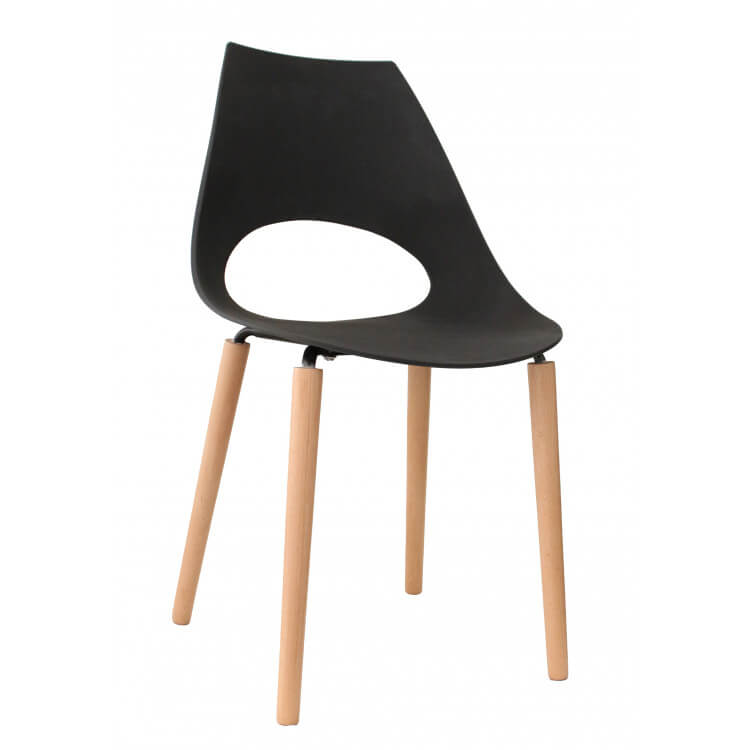 Chaise design bois massif/PVC coloris noir (lot de 6) Dobbie