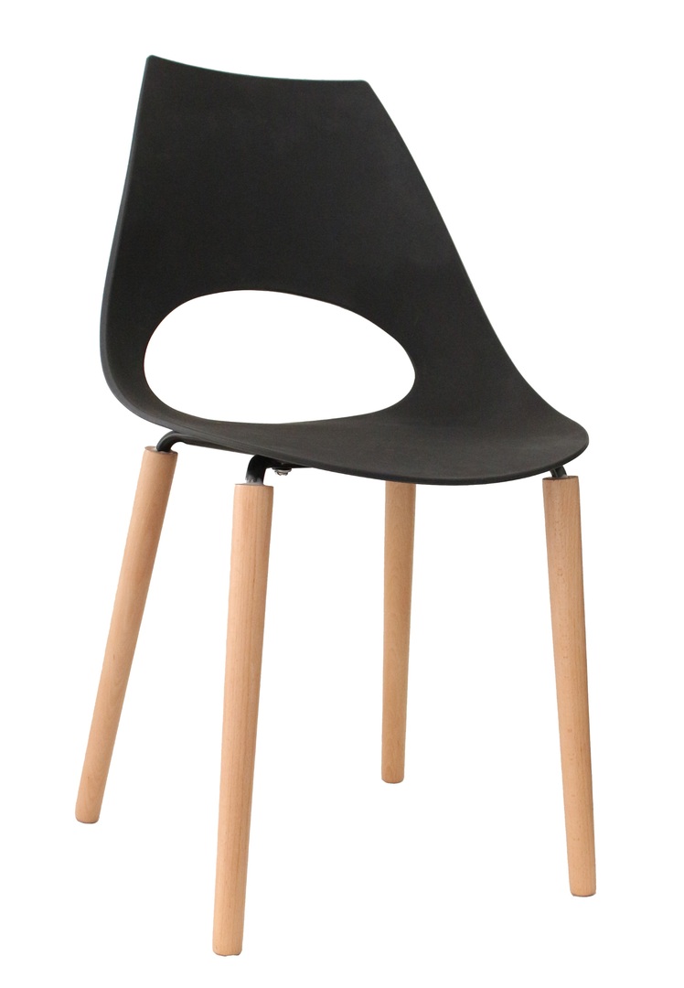 Chaise design bois massif/PVC coloris noir (lot de 6) Dobbie