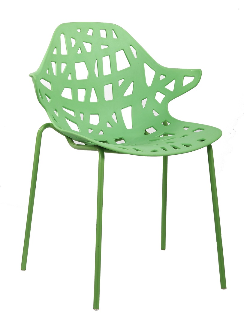 Chaise design métal & PVC coloris vert (lot de 4) Graphic