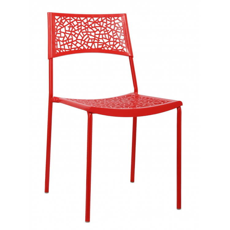 Chaise design métal & PVC coloris rouge (lot de 6) Simply