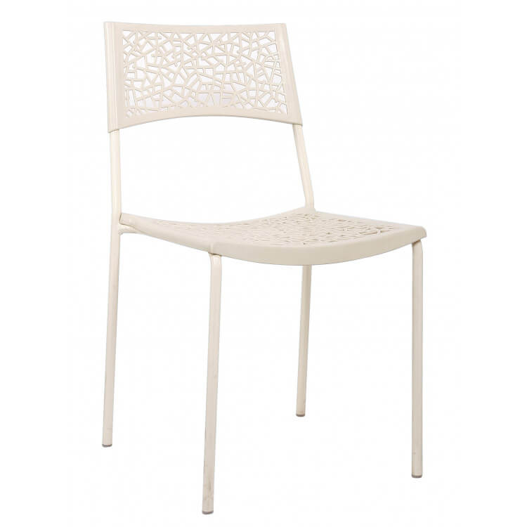 Chaise design métal & PVC coloris blanc (lot de 6) Simply