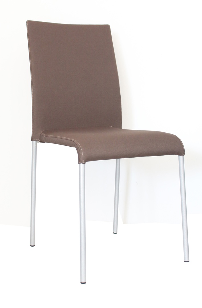 Chaise design métal & tissu taupe (lot de 6) Krissy