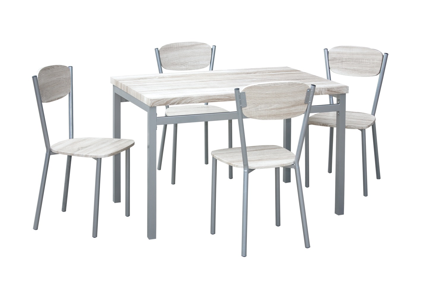 Ensemble table & 4 chaises contemporain bois & métal Nancy