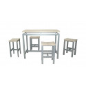 Ensemble table & 4 tabourets contemporain bois & métal Mansouri
