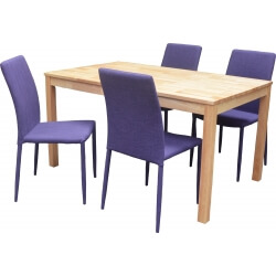 Ensemble table et 4 chaises contemporain naturel/violet Nyro