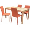 Ensemble table et 4 chaises contemporain naturel/orange Nyro