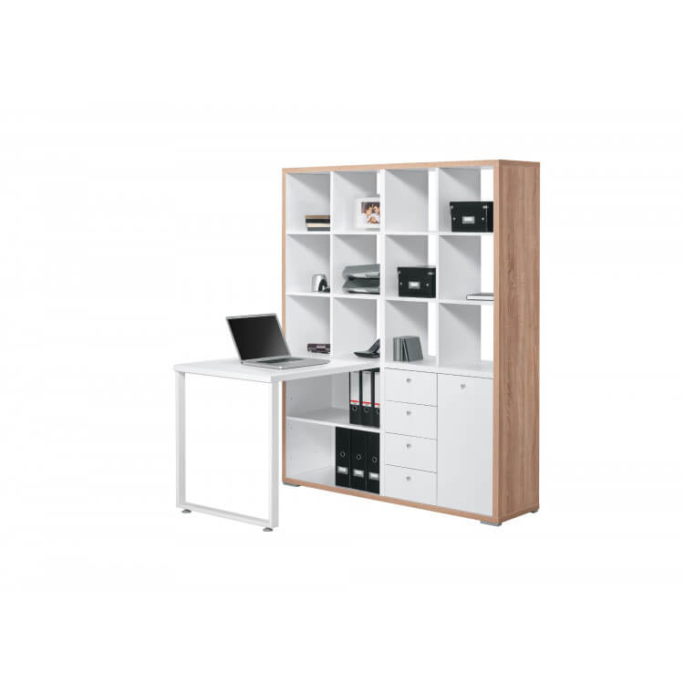 Bureau contemporain avec rangement chêne sonoma/blanc Rosaline