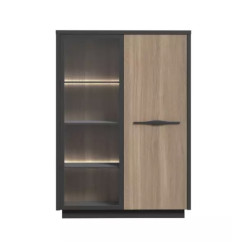 Vitrine moderne chêne/noir Marausa
