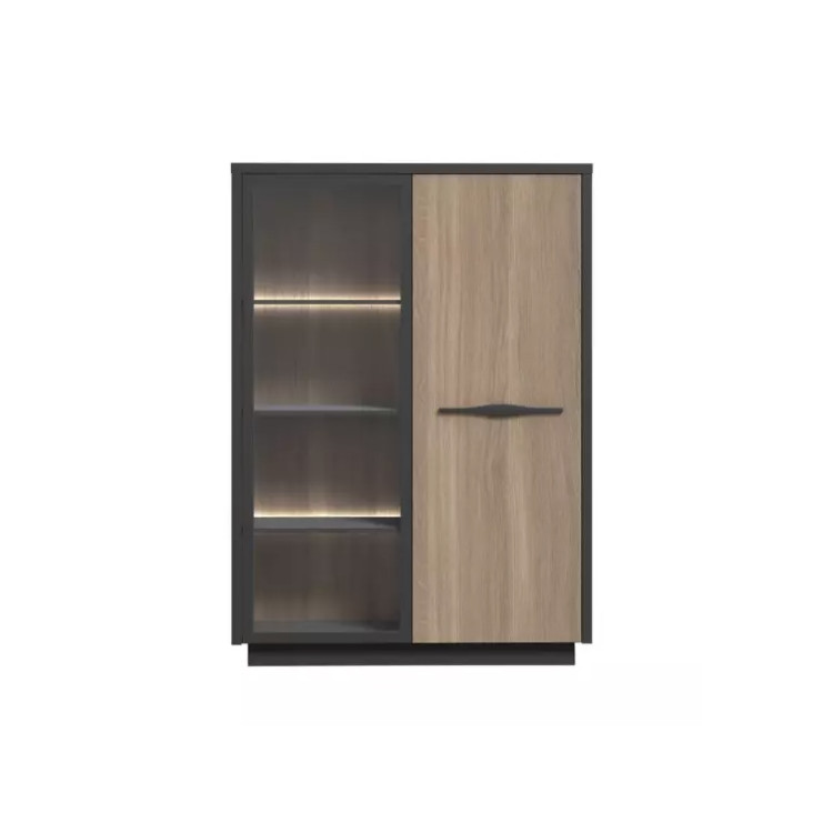 Vitrine moderne chêne/noir Marausa