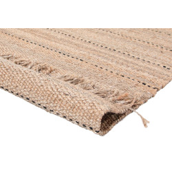 Tapis jute moderne naturel avec franges plat Nakka