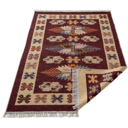 Tapis réversible plat kilim avec franges berbère Imlil