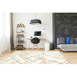 Tapis scandinave shaggy géométrique crème Novak