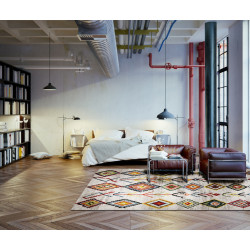 Tapis rectangulaire pour chambre multicolore Medina