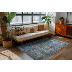 Tapis vintage rayé multicolore Nagari