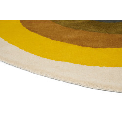 Tapis rond laine floral tufté main design Sunflower