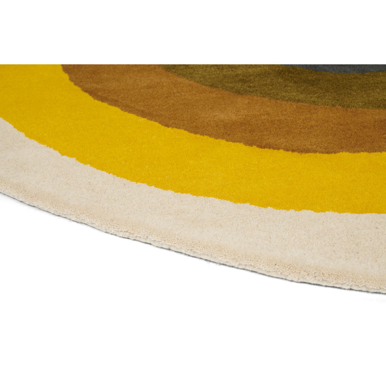 Tapis rond laine floral tufté main design Sunflower