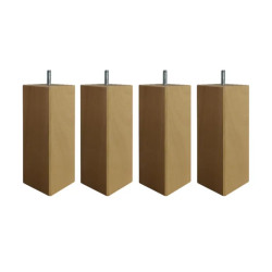 Jeu de 4 pieds carrés en hêtre massif naturel H 14.5 cm Dreamea