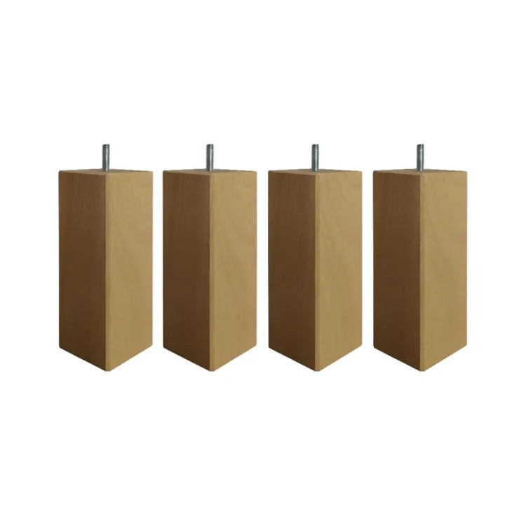 Jeu de 4 pieds carrés en hêtre massif naturel H 14.5 cm Dreamea