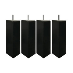 Jeu de 4 pieds carrés en hêtre massif noir H 14.5 cm Dreamea
