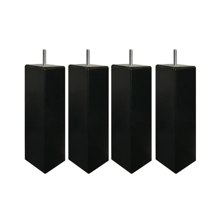 Jeu de 4 pieds carrés en hêtre massif noir H 14.5 cm Dreamea
