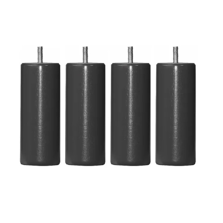 Jeu de 4 pieds cylindriques en hêtre massif gris H 24.5 cm Dreamea