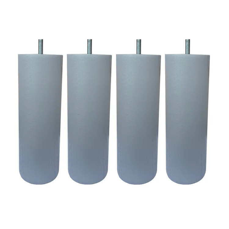 Jeu de 4 pieds cylindriques en hêtre massif gris H 20 cm Dreamea