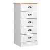Chiffonnier apothicaire en pin massif blanc 5 tiroirs Nola