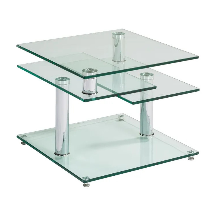 Table basse modulable en verre transparent Dino