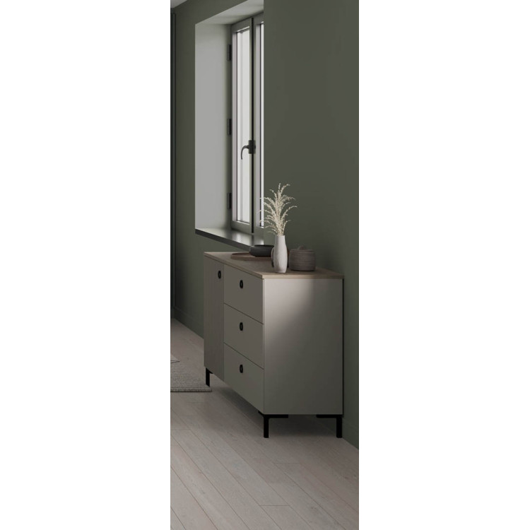 Commode moderne 120 cm gris cachemire Lucenza