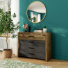 Commode moderne 4 tiroirs chêne/gris Ricciano