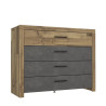 Commode moderne 4 tiroirs chêne/gris Ricciano