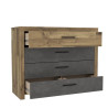 Commode moderne 4 tiroirs chêne/gris Ricciano