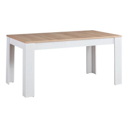 Table de salle à manger extensible contemporaine blanc/chêne Romance
