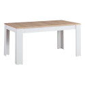 Table de salle à manger extensible contemporaine blanc/chêne Romance