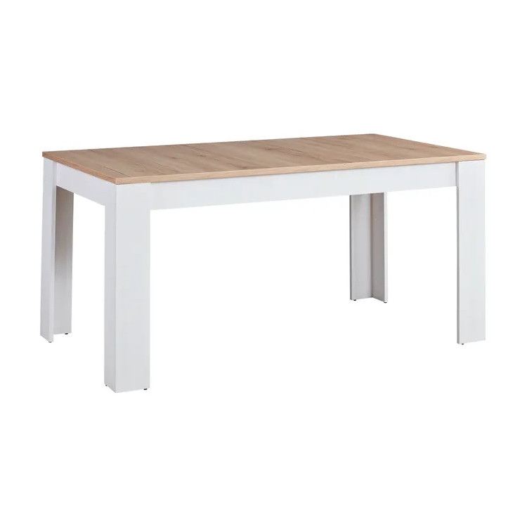 Table de salle à manger extensible contemporaine blanc/chêne Romance