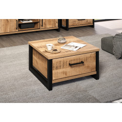 Table basse carrée contemporaine chêne mango Enabelle