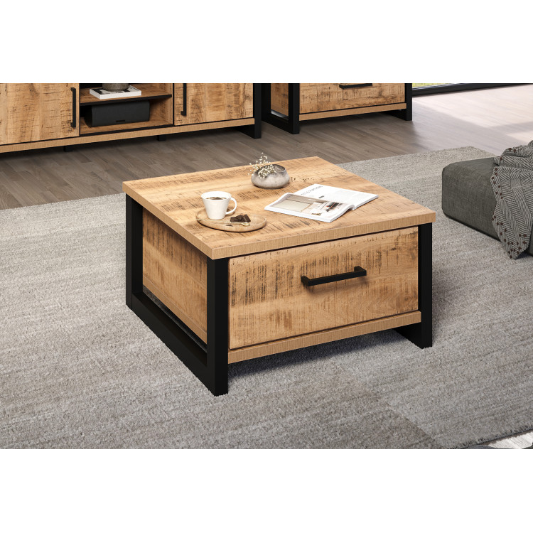 Table basse carrée contemporaine chêne mango Enabelle