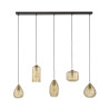 Suspension moderne 5 lampes en verre brun fumé Skinny