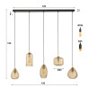 Suspension moderne 5 lampes en verre brun fumé Skinny