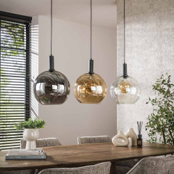 Suspension moderne 3 lampes en verre tricolore Féerie
