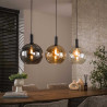 Suspension moderne 3 lampes en verre tricolore Féerie