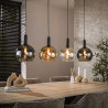 Suspension moderne 4 lampes en verre tricolore Féerie