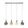 Suspension moderne 4 lampes en verre tricolore Féerie