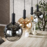 Suspension moderne 4 lampes en verre tricolore Féerie