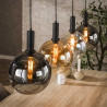 Suspension moderne 4 lampes en verre tricolore Féerie