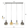 Suspension moderne 4 lampes en verre tricolore Féerie