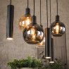 Suspension moderne 7 lampes en verre tricolore Féerie