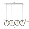 Suspension moderne 4 lampes en métal noir Pedge